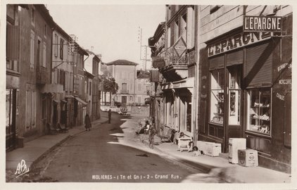 Grand’Rue Carte postale ancienne de la ville de Molières 82