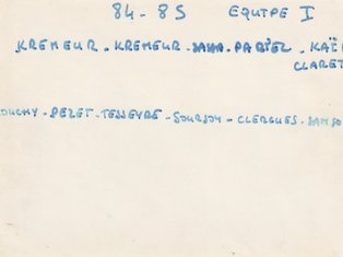 équipe de foot de 1984-1985 Photo des noms de l'équipe de foot de 1984-1985