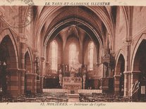Carte postale de l’intérieur de l’église paroissiale de la Nativité de Notre-Dame, expédition le 07-1941
