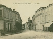 Commerces de la Grand'Rue avant 1924 Carte postale ancienne de la ville de Molières 82