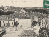 Carte postale de la vue aérienne de Molières prise du clocher de l’église, 1912 Photo en vue d'ensemble de Molières
