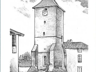 Croquis de la Tour de l’Horloge, éditions Yves Ducourtiouxd en 1995 Carte postale de la tour de molières