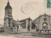 Carte postale de la Place de l’Église, expédition le 04-11-1918, éditions Labouche frères entre 1909 et 1925